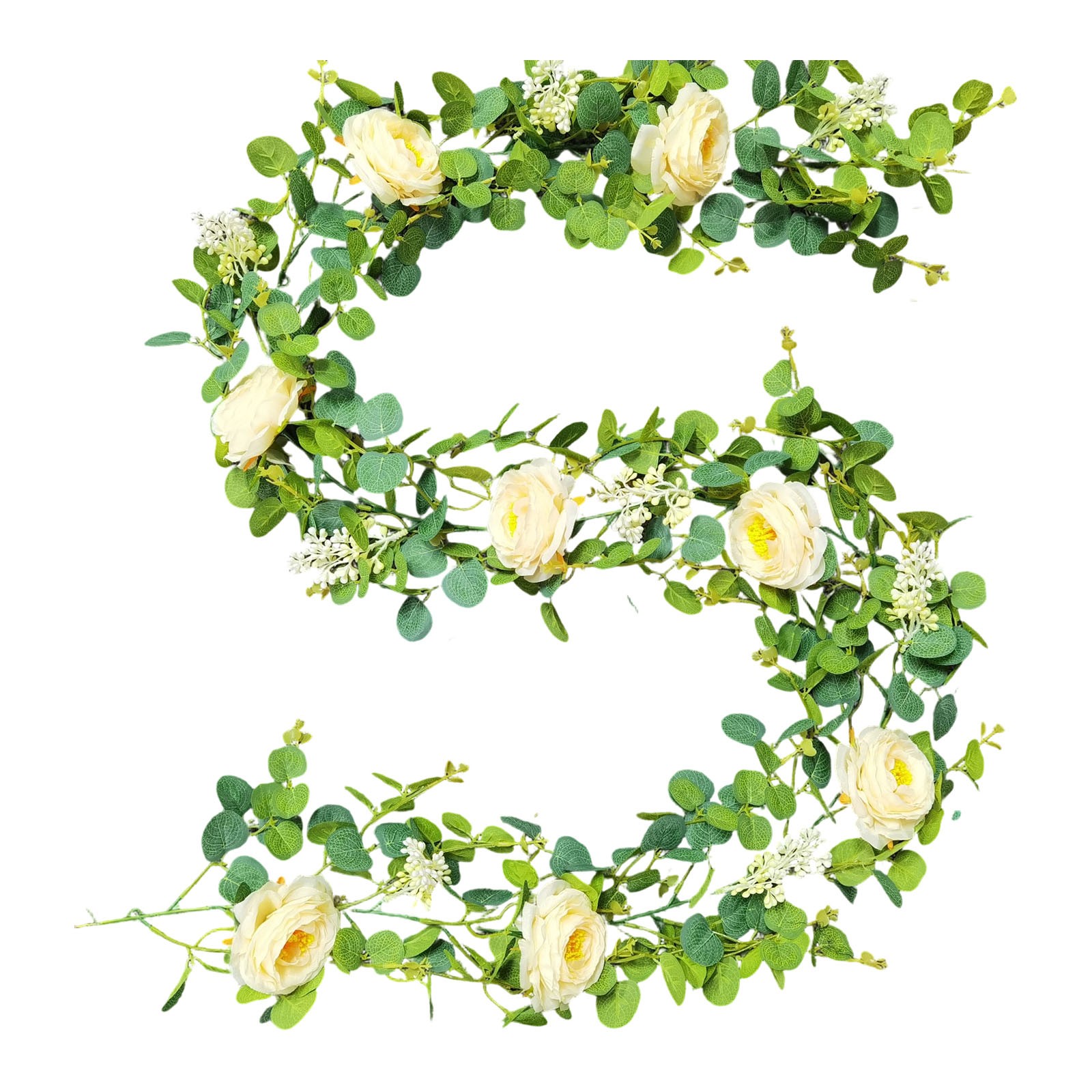 thumbnail image 2 of Enredaderas verdes y rosas champán combinadas para formar una rosa para bodas, chimeneas y hogares., 2 of 2